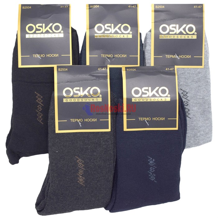 В2504 Носки мужские OSKO, хлопок, махра внутри, с рисунком - фото 221211