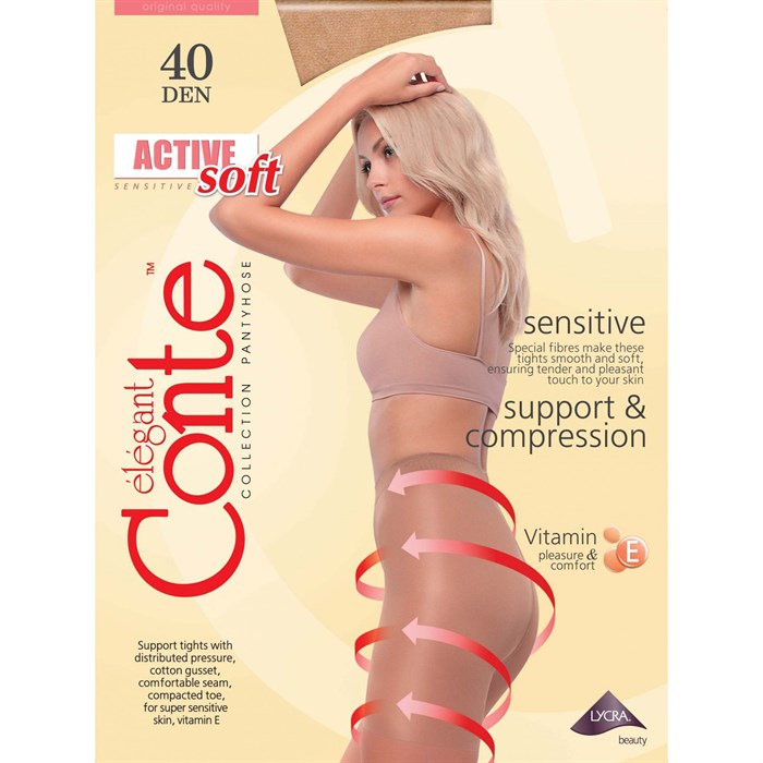 Колготки женские CONTE ELEGANT Active Soft 40, с сильным поддерживающим верхом - фото 754454