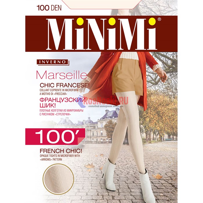 Колготки женские MiNiMi Marseille 100, микрофибра, с рельефным узором "зигзаги" - фото 760515