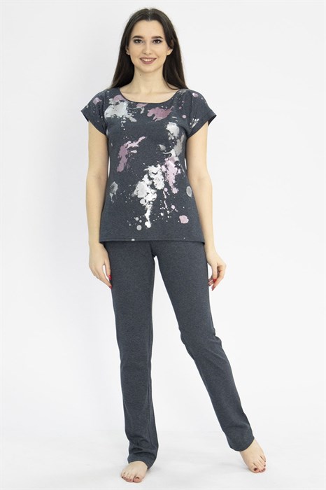 Комплект женский MARGO, "Абстракция", брюки с футболкой, хлопок, с принтом - фото 763805