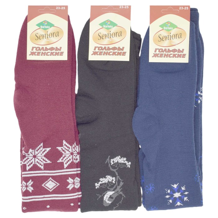ЖГ-1 Гольфы женские SENIORA, шерсть, махровые, с рисунком - фото 786991