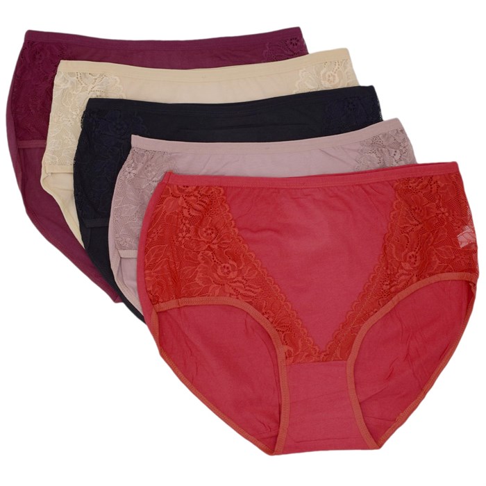 8505 Комплект женских трусов, слипы, хлопок, с кружевом - фото 787063