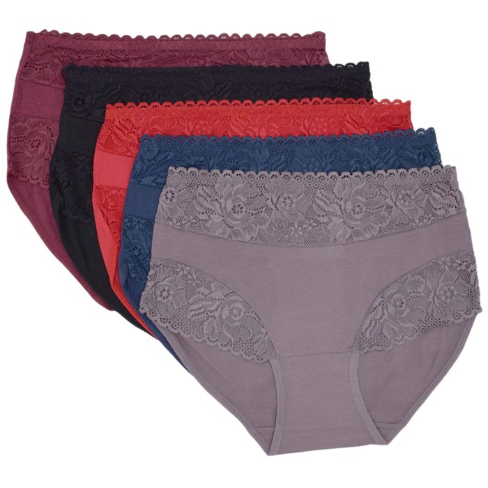 Т8511 Комплект женских трусов, слипы, хлопок, с кружевом - фото 787064