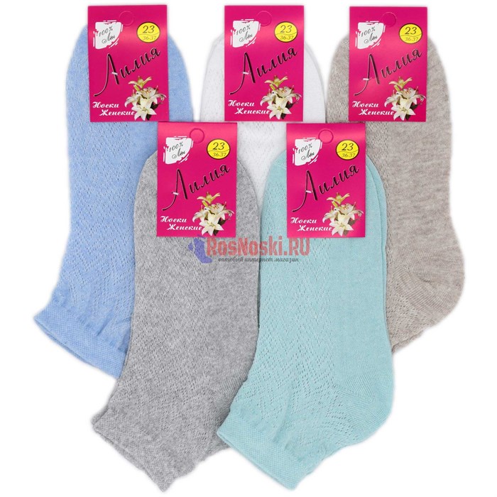 В 05 Носки женские ТИЛИ, лён, с рисунком - фото 787251