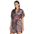 619 Халат женский FELISSE, атласный, однотонный, кружево на рукаве - фото 400823