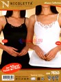 78263 Майка женская NICOLETTA, хлопок, на тонкой бретельке, с кружевом - фото 761821