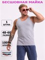 Майка мужская АМТЕКС, хлопок (хб - 100%), однотонная, тонкие лямки - фото 787235